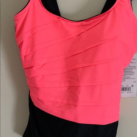 Chlorine Resistant Women’s Pink & Black Scoop Neck 1 Piece - Picture 5 of 12
